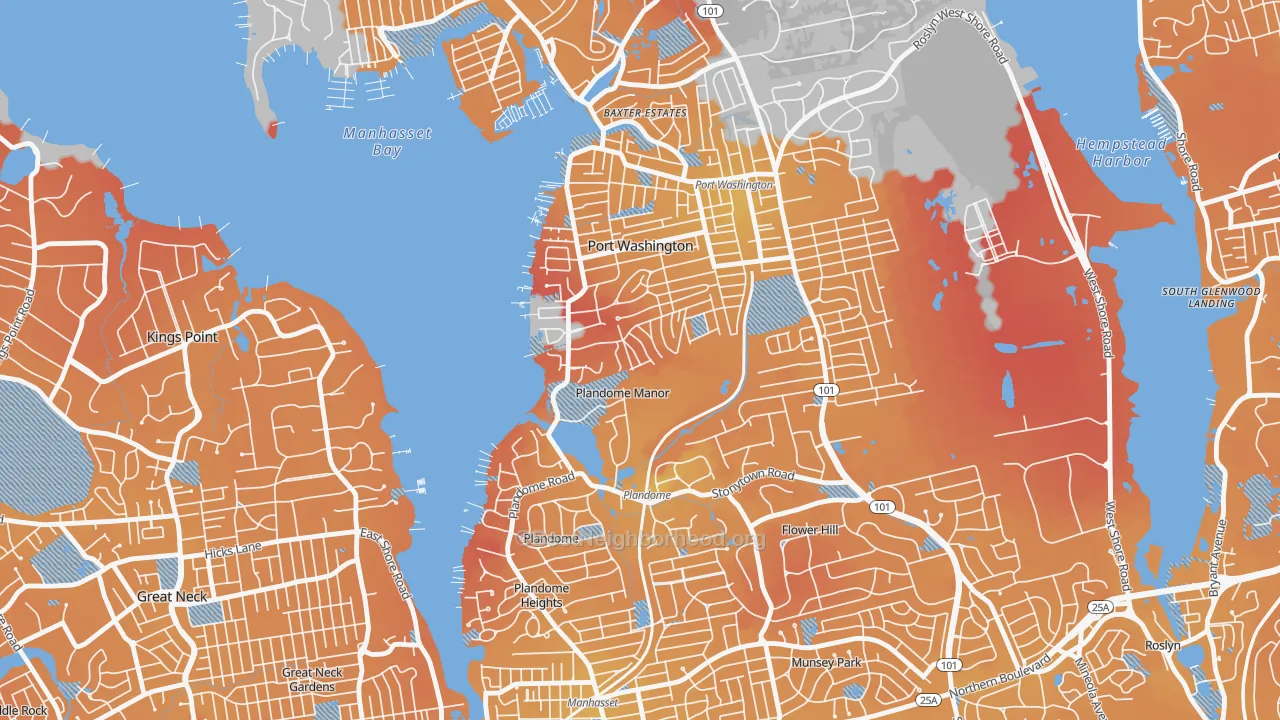 Transit Grade map of Plandome Manor, NY