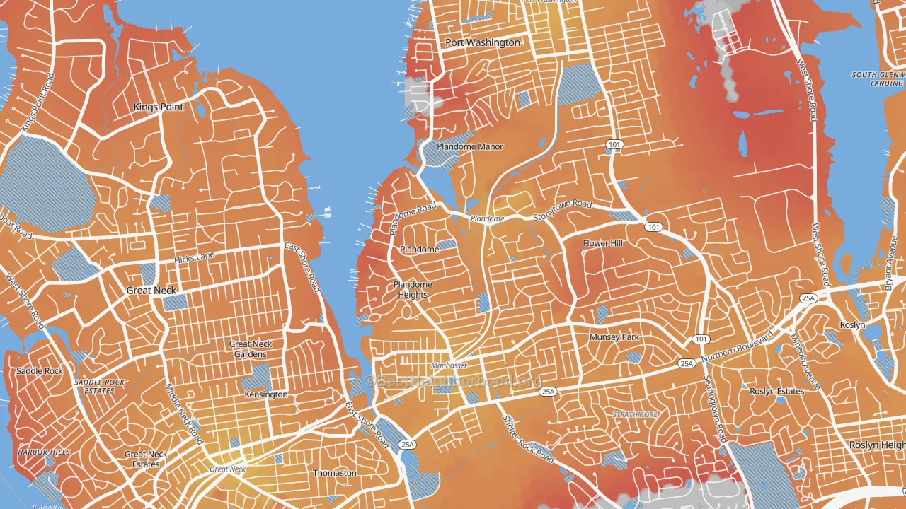 Transit Grade map of Plandome, NY