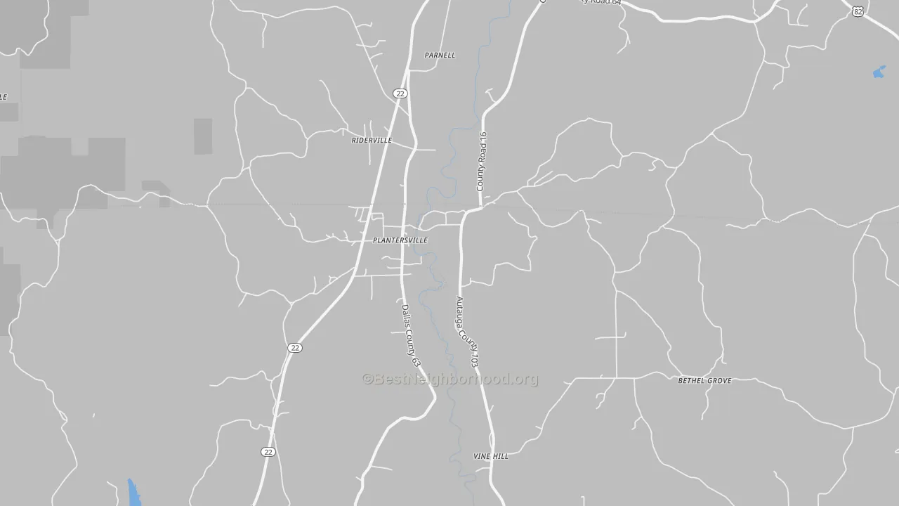 Transit Grade map of Plantersville, AL