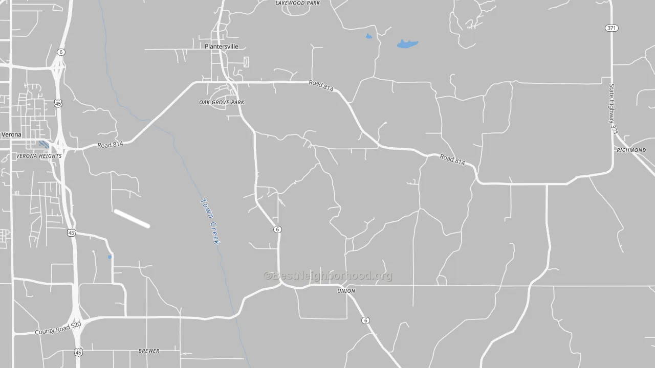 Transit Grade map of Plantersville, MS