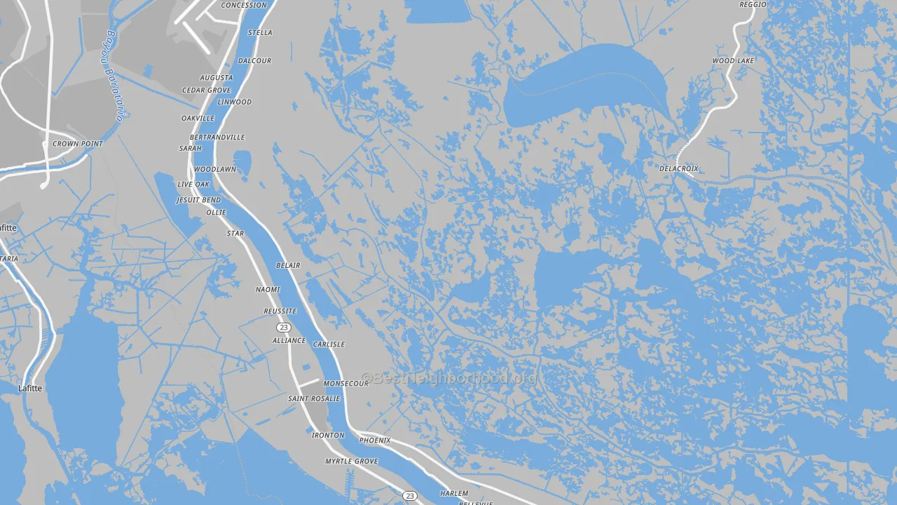 Transit Grade map of Plaquemines Parish, LA