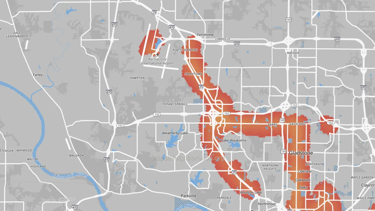 Transit Grade map of Platte County, MO
