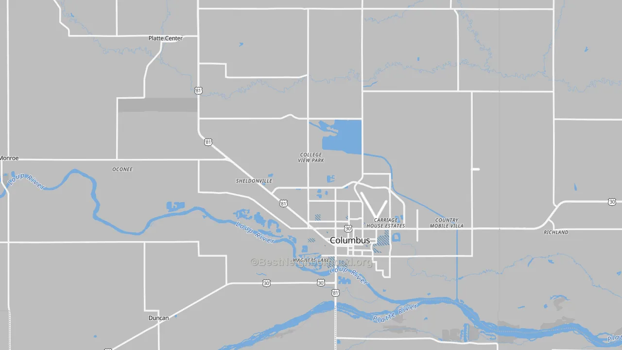 Transit Grade map of Platte County, NE