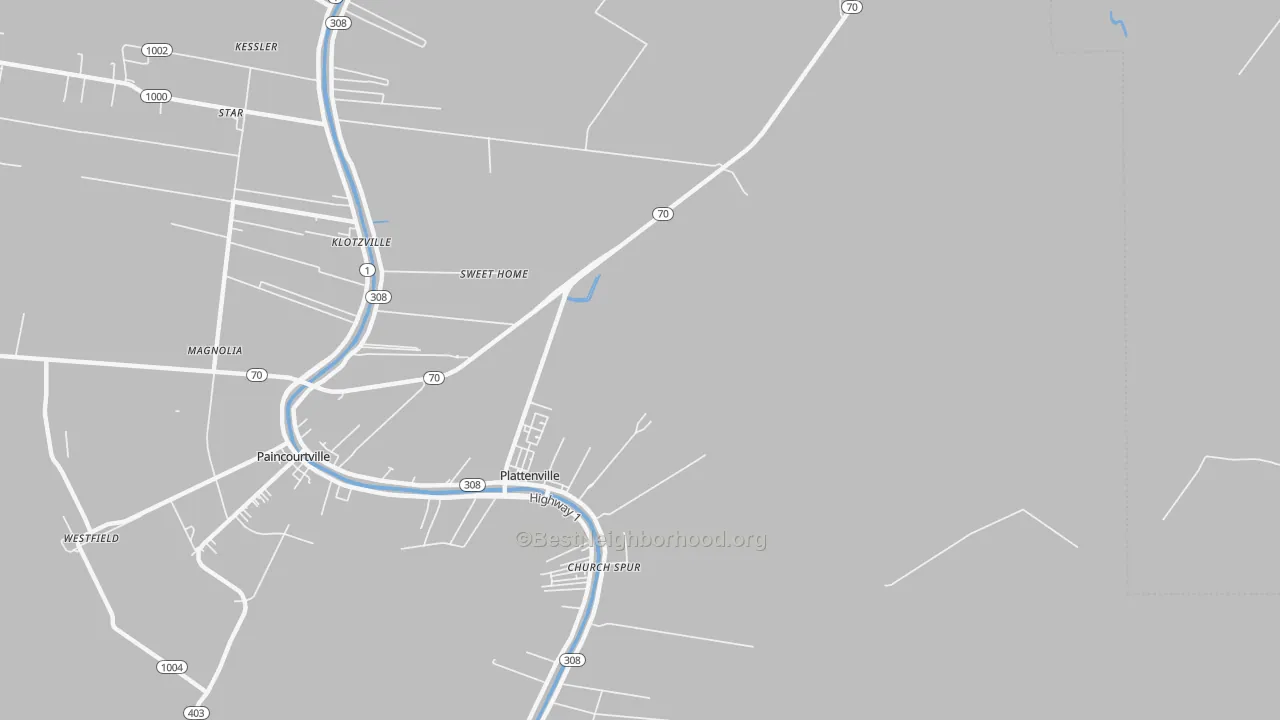 Transit Grade map of Plattenville, LA