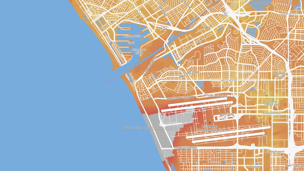 Transit Grade map of Playa Del Rey, CA