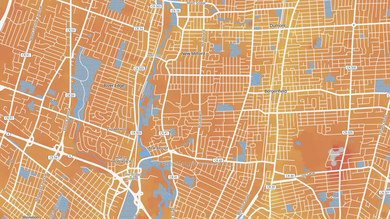 Transit Grade map of Pleasant Acres, New Milford, NJ