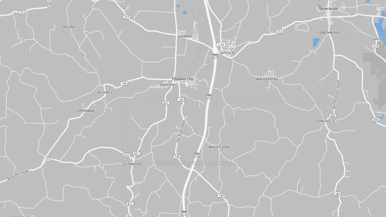 Transit Grade map of Pleasant City, OH