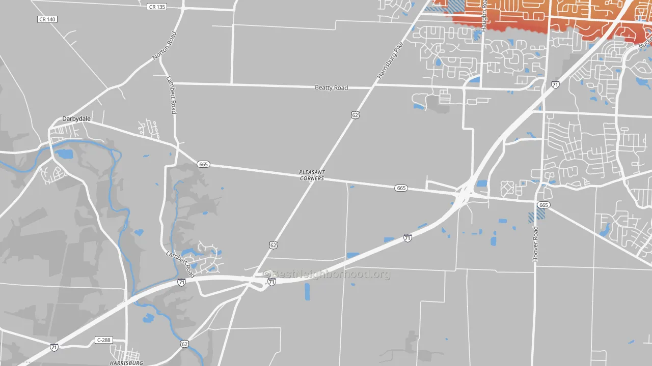 Transit Grade map of Pleasant Corners, OH