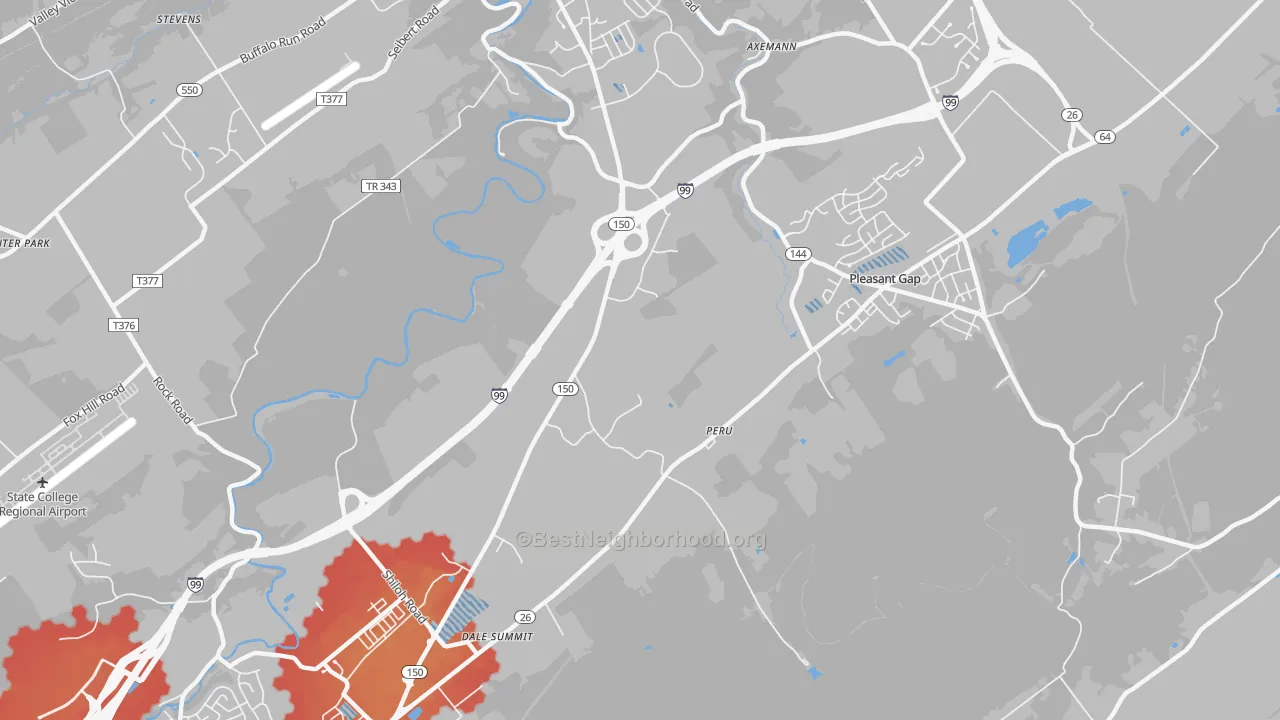 Transit Grade map of Pleasant Gap, PA