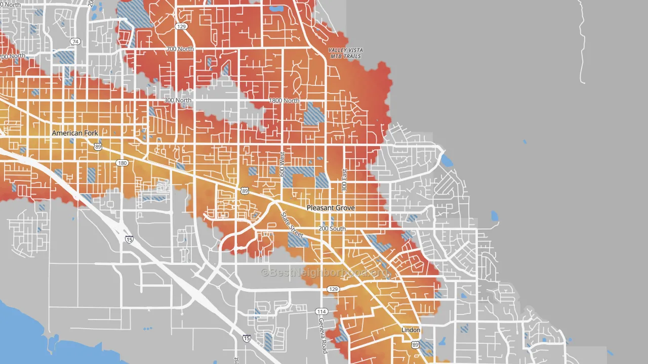 Transit Grade map of Pleasant Grove, UT