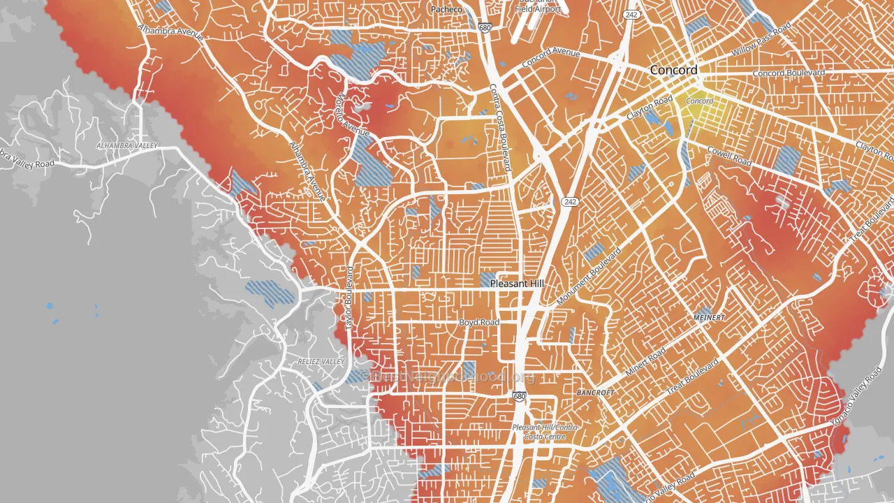 Transit Grade map of Pleasant Hill, CA