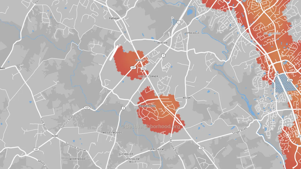 Transit Grade map of Pleasant Hills, MD