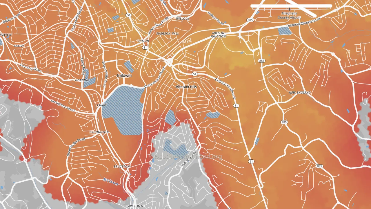 Transit Grade map of Pleasant Hills, PA