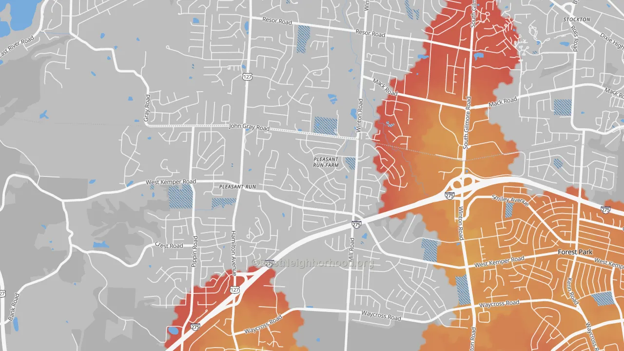 Transit Grade map of Pleasant Run Farm, Cincinnati, OH