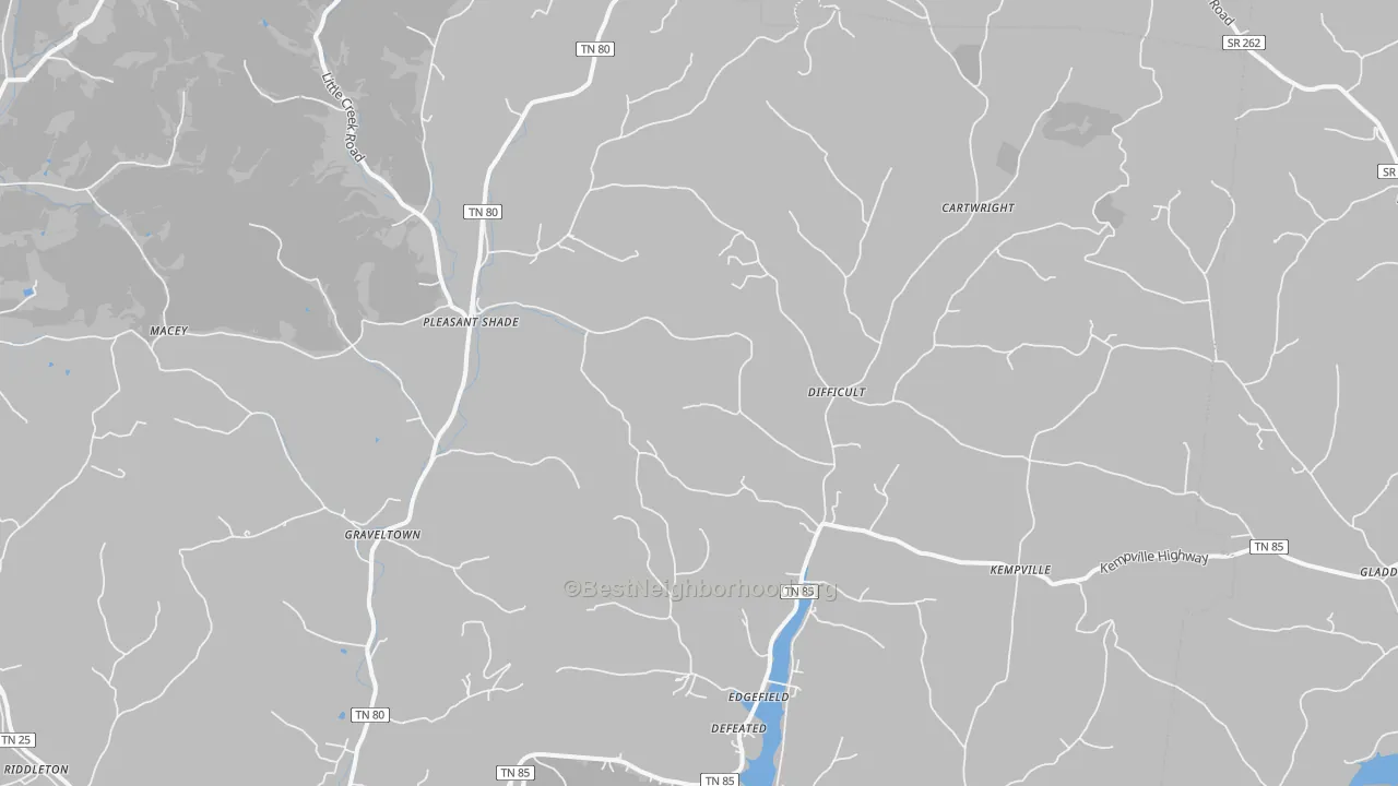 Transit Grade map of Pleasant Shade, TN