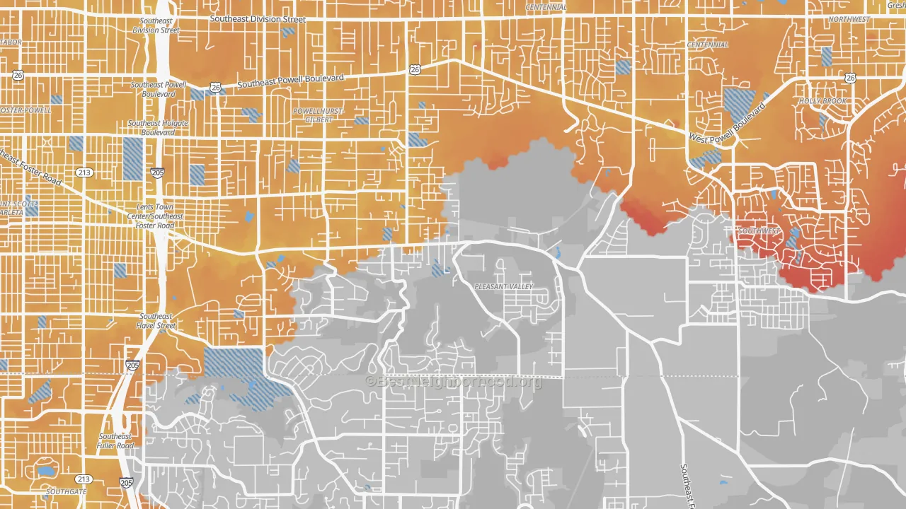 Transit Grade map of Pleasant Valley, Portland, OR