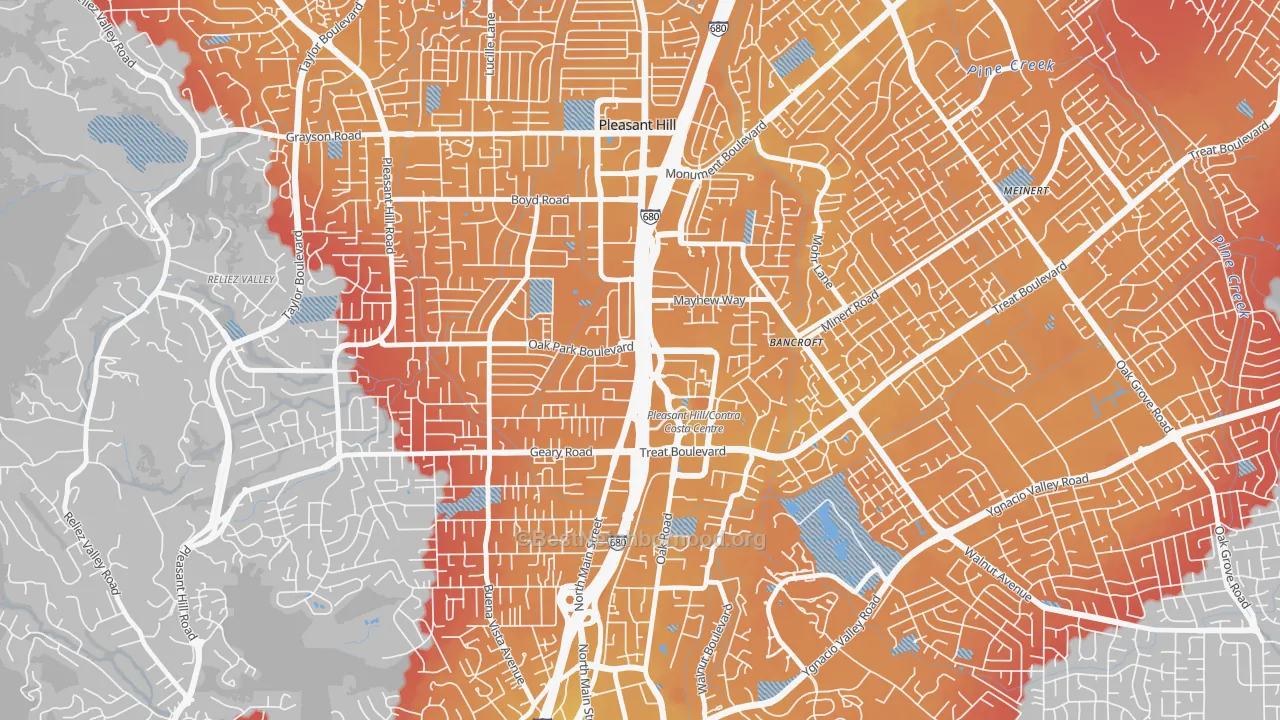 Transit Grade map of Pleasant Valley, Walnut Creek, CA