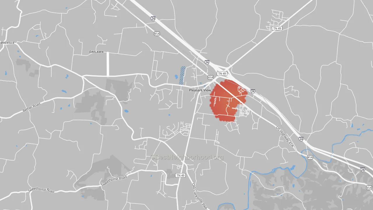 Transit Grade map of Pleasant View, TN