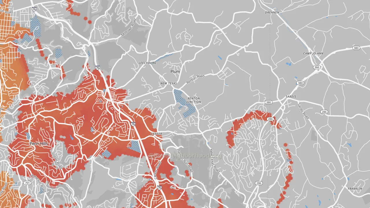 Transit Grade map of Plum, PA