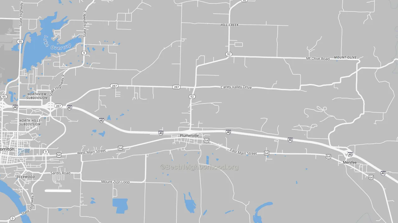 Transit Grade map of Plumerville, AR