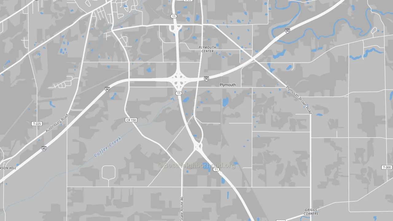 Transit Grade map of Plymouth Center, OH