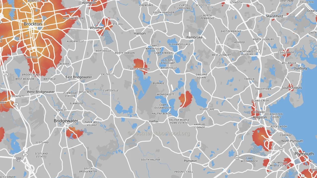 Transit Grade map of Plymouth County, MA