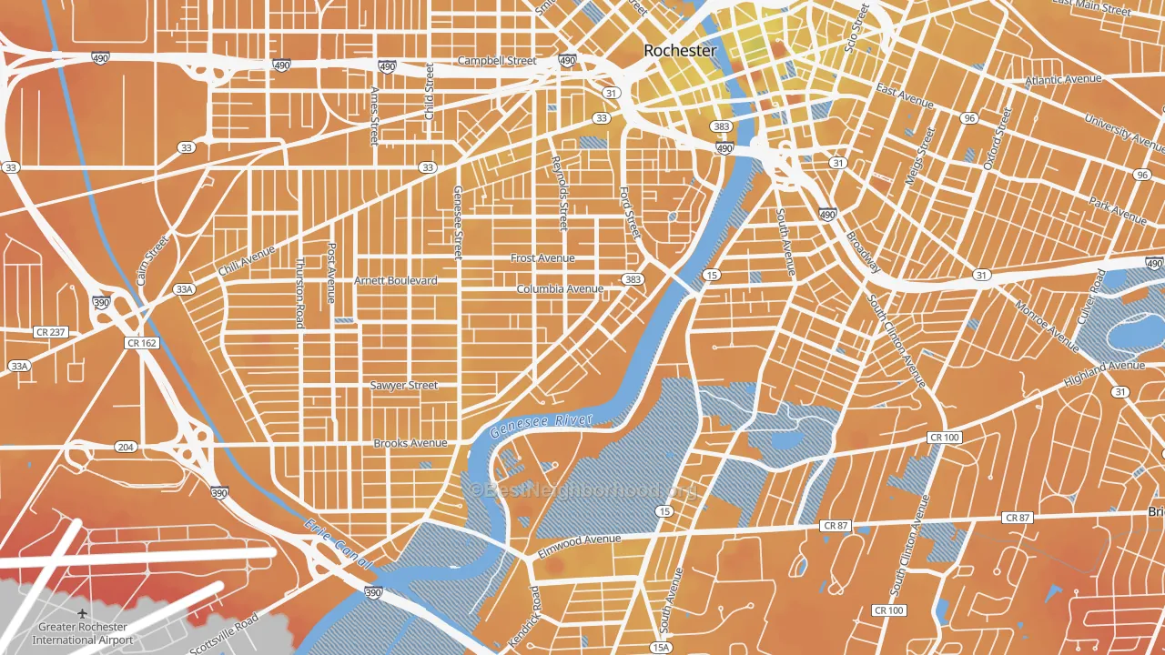 Transit Grade map of Plymouth-Exchange, Rochester, NY