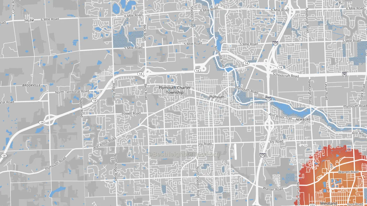 Transit Grade map of Plymouth, MI
