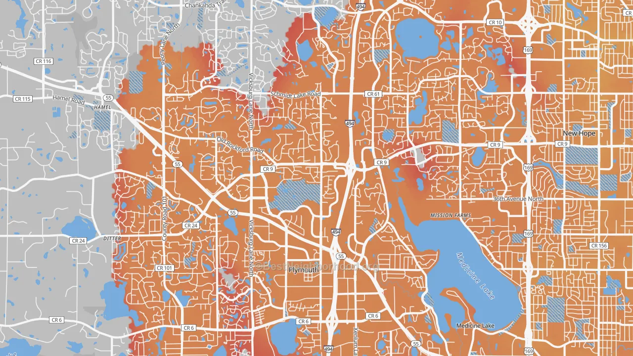 Transit Grade map of Plymouth, MN