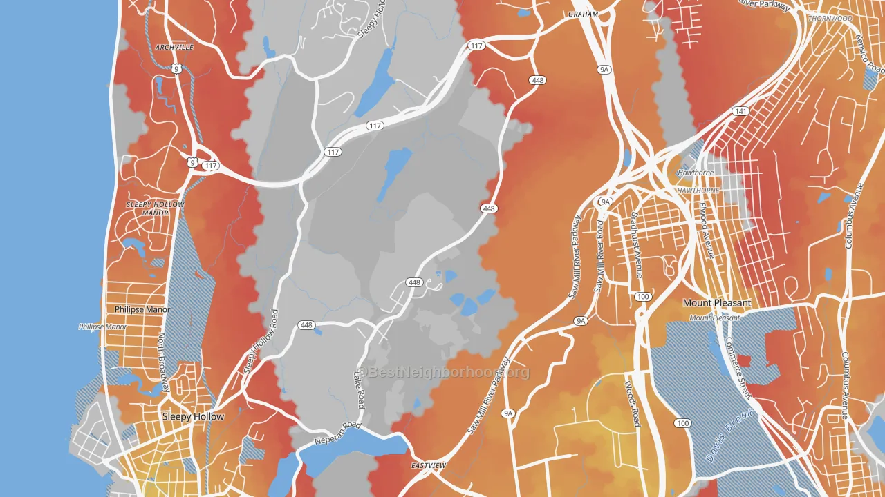 Transit Grade map of Pocantico Hills, NY