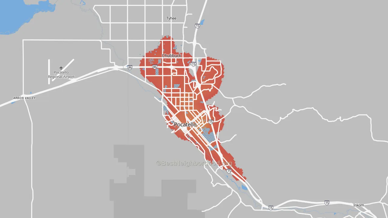 Transit Grade map of Pocatello, ID