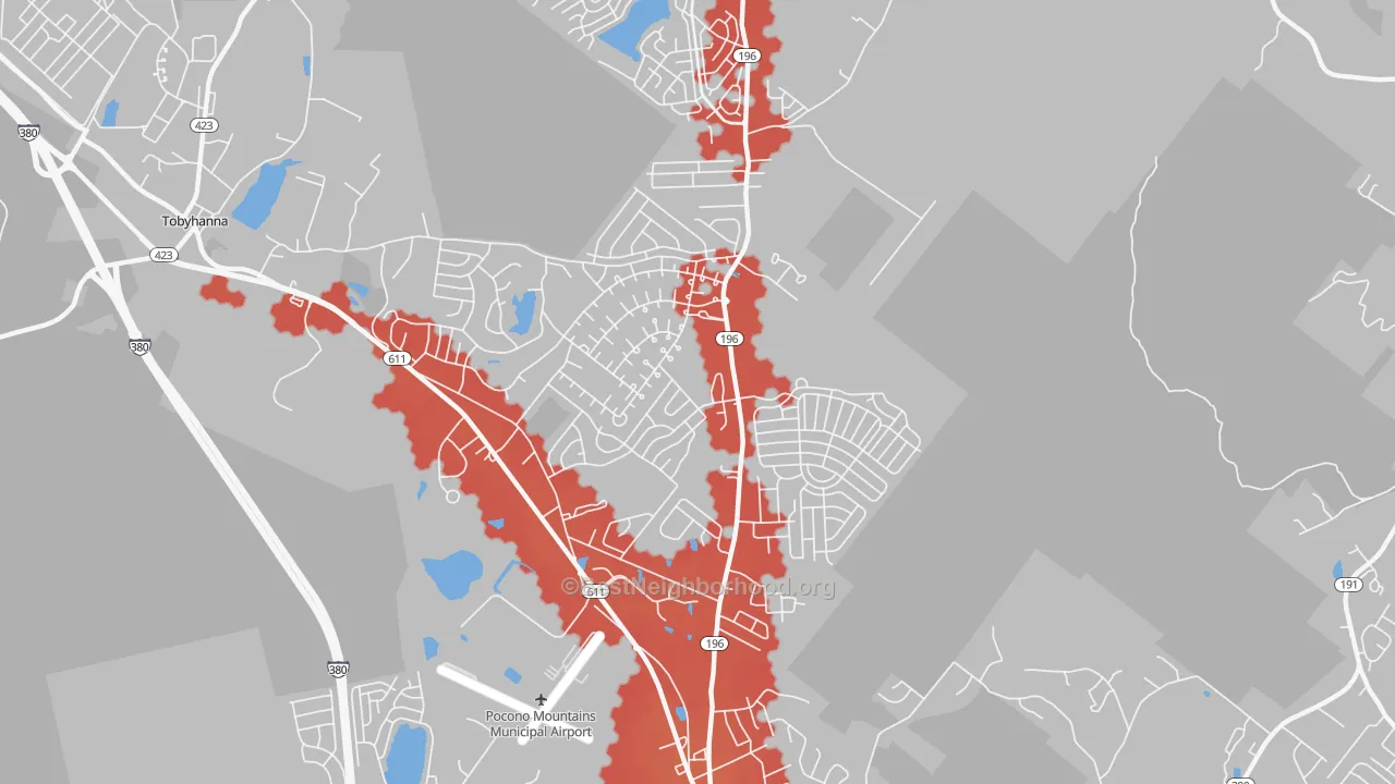 Transit Grade map of Pocono Farms, Tobyhanna, PA
