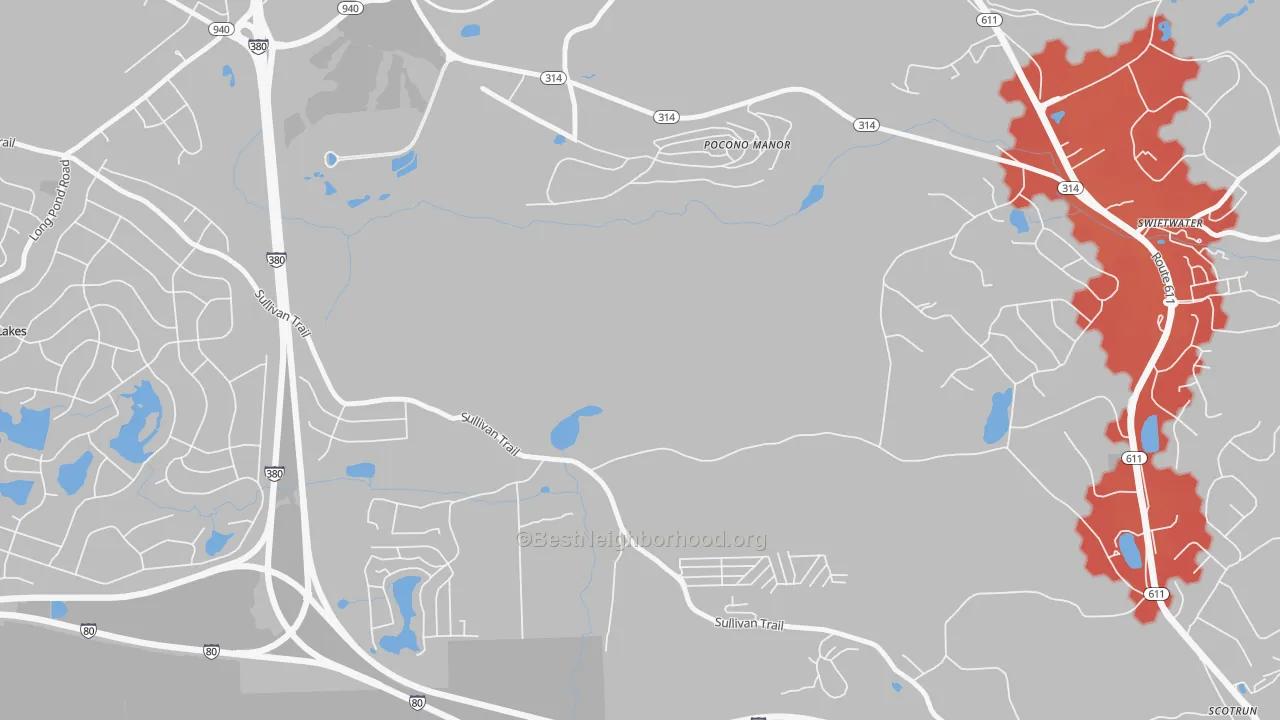 Transit Grade map of Pocono Manor, PA