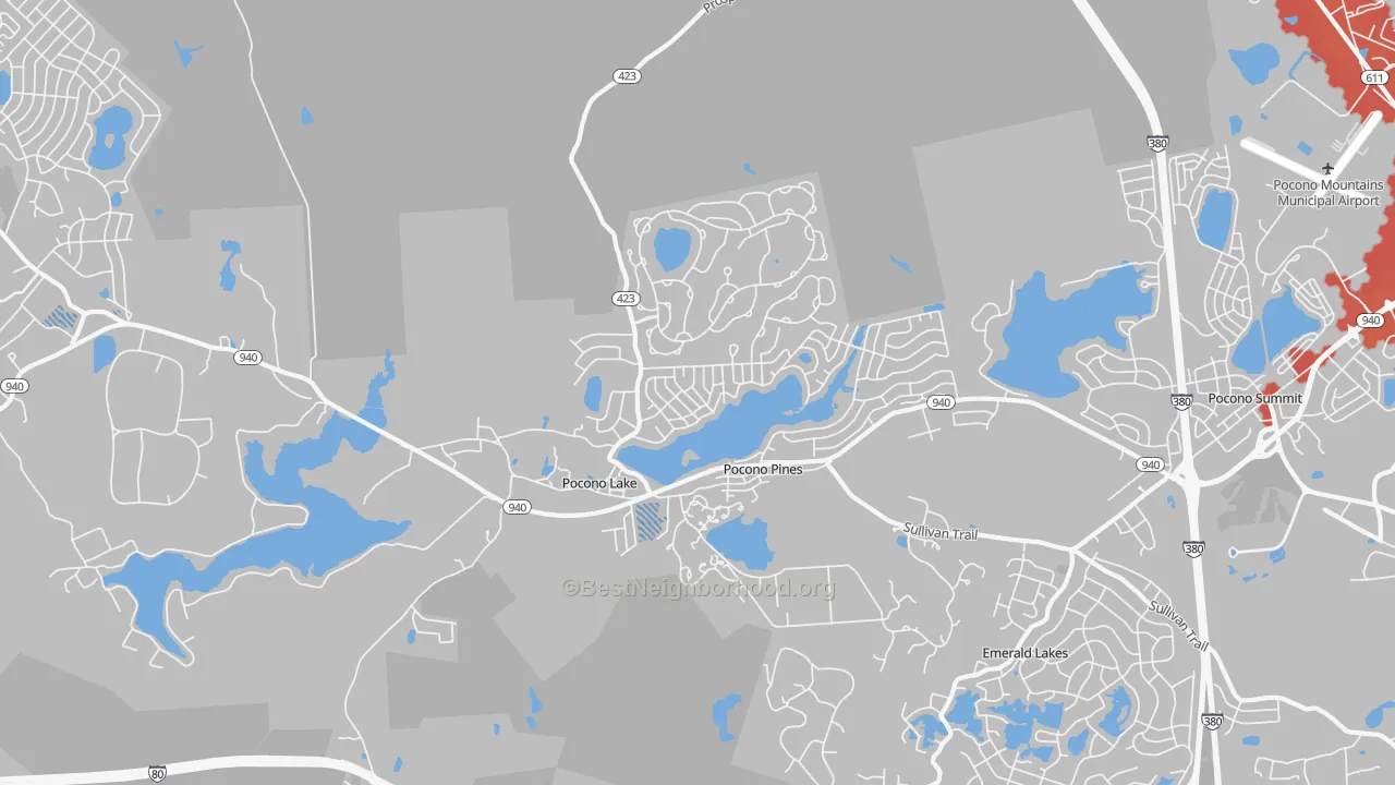 Transit Grade map of Pocono Pines, PA