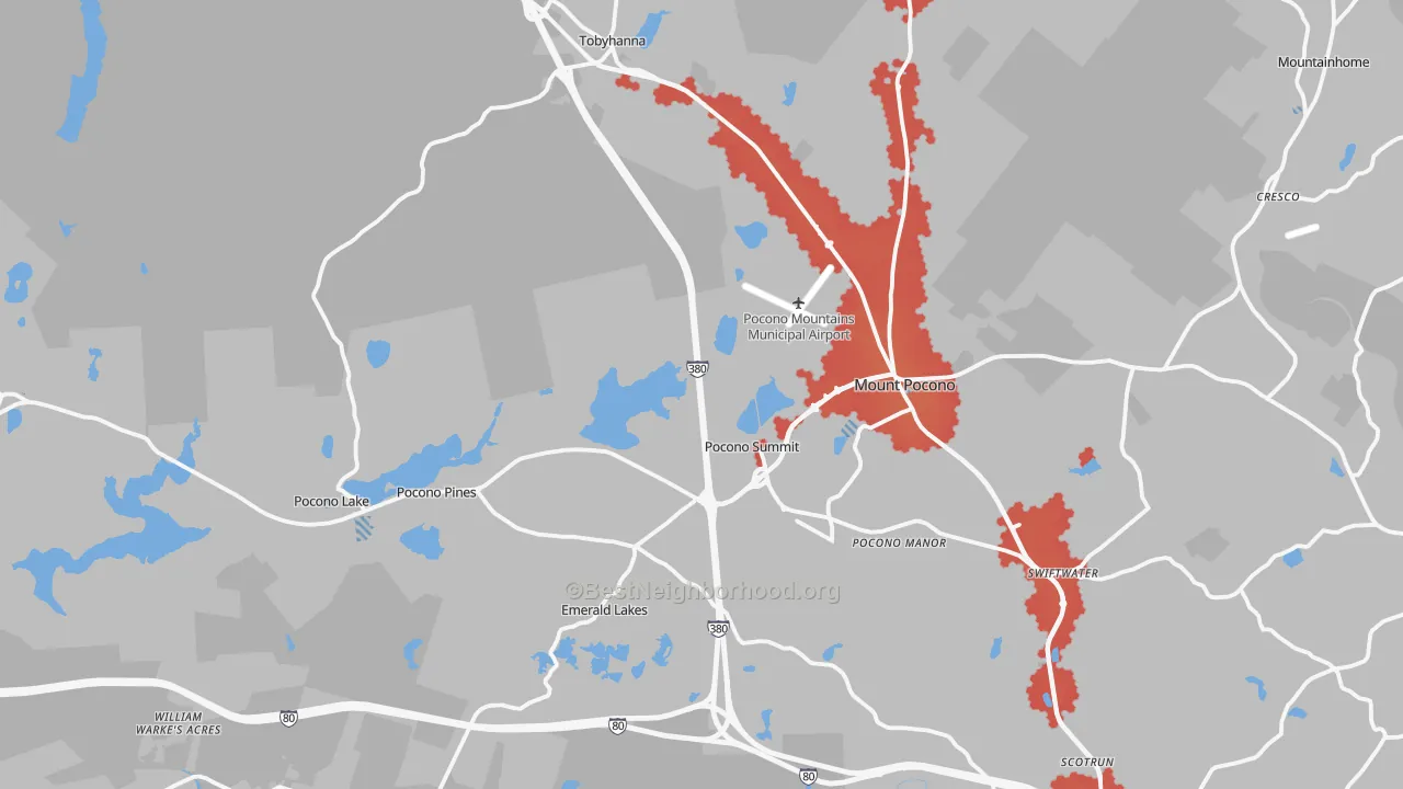 Transit Grade map of Pocono Summit, PA