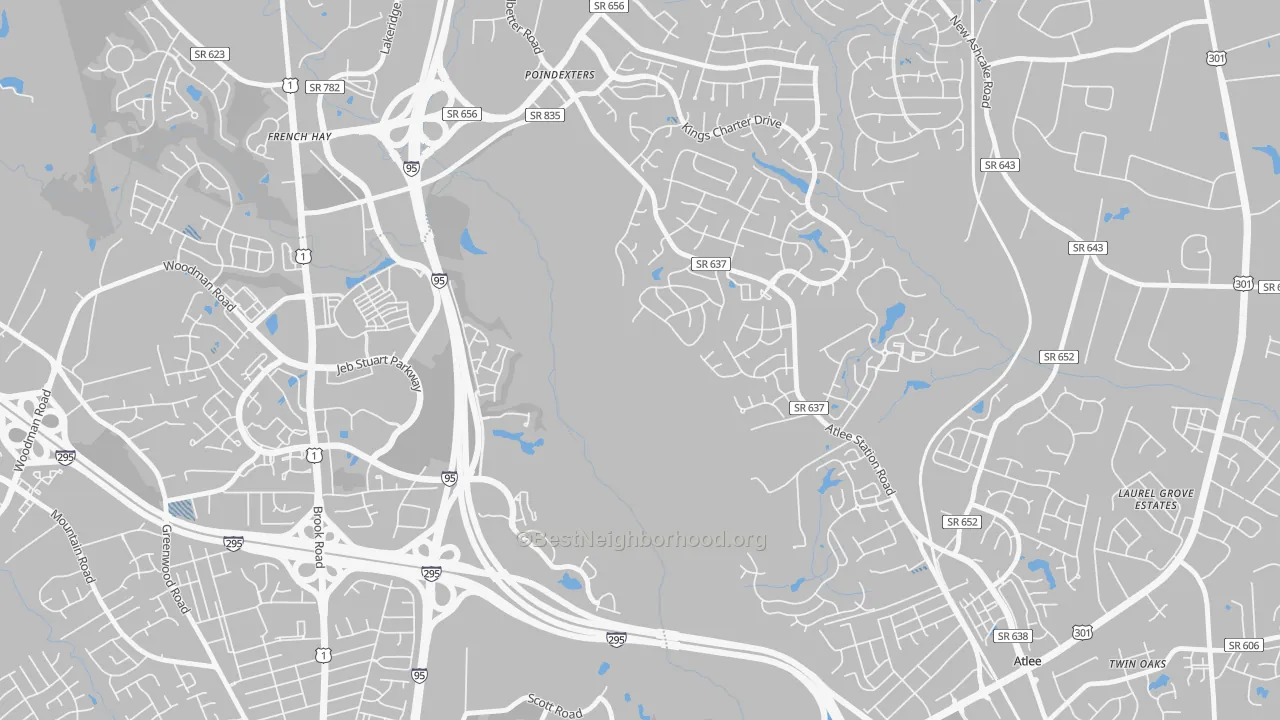 Transit Grade map of Poindexters, VA