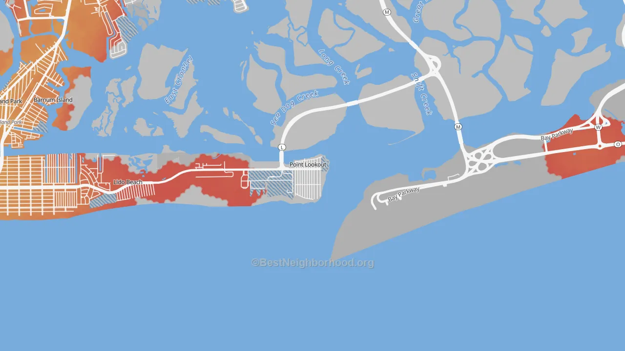 Transit Grade map of Point Lookout, NY