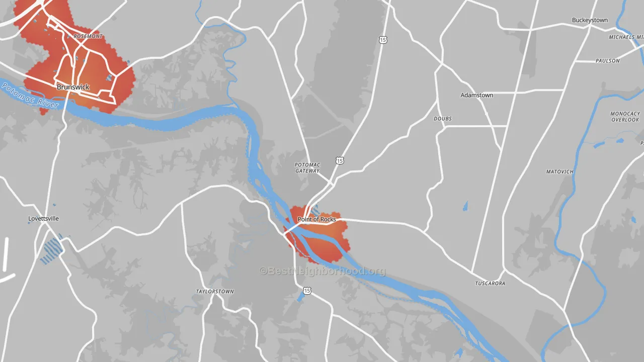 Transit Grade map of Point Of Rocks, MD