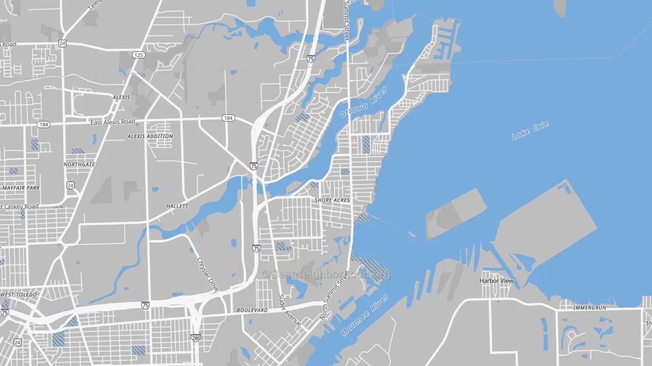 Transit Grade map of Point Place, Toledo, OH