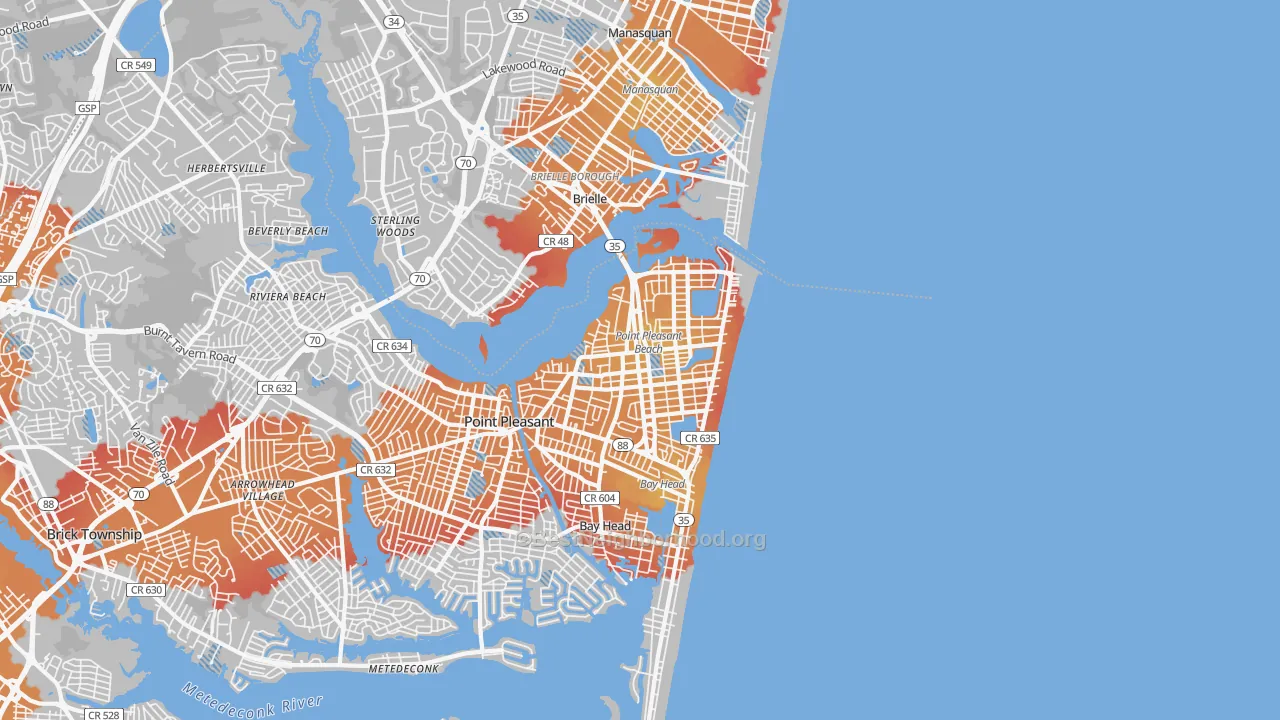 Transit Grade map of Point Pleasant Beach, NJ