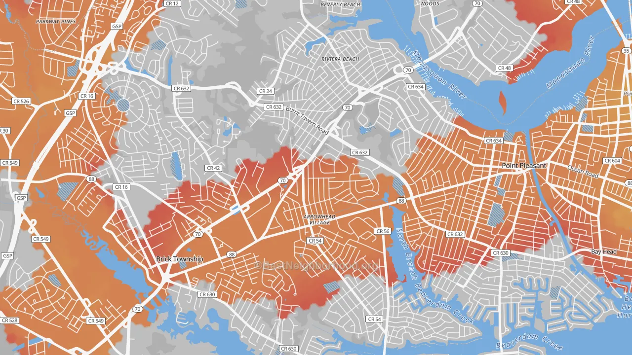 Transit Grade map of Point Pleasant Manor, Brick, NJ