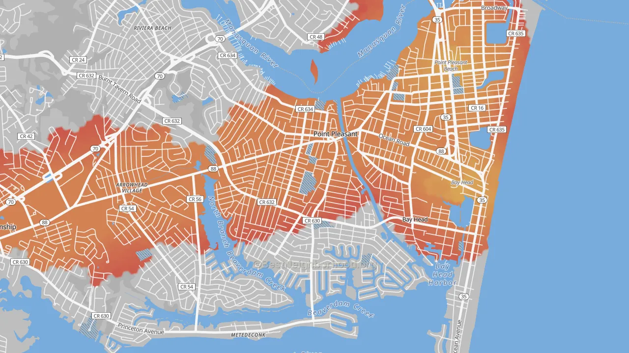 Transit Grade map of Point Pleasant, NJ
