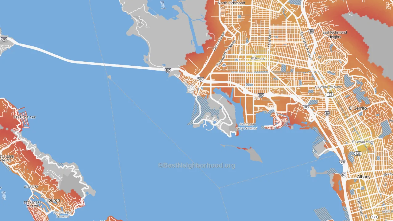 Transit Grade map of Point Richmond, Richmond, CA