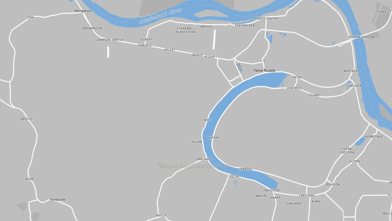 Transit Grade map of Pointe Coupee Parish, LA