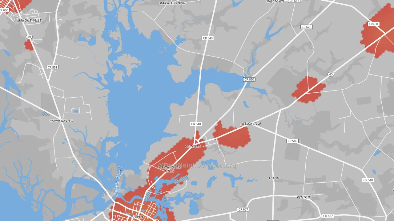 Transit Grade map of Pointers, NJ