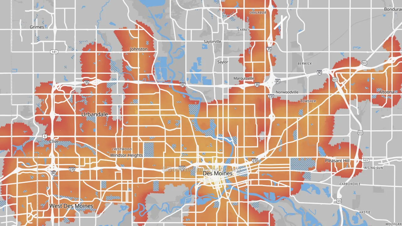 Transit Grade map of Polk County, IA