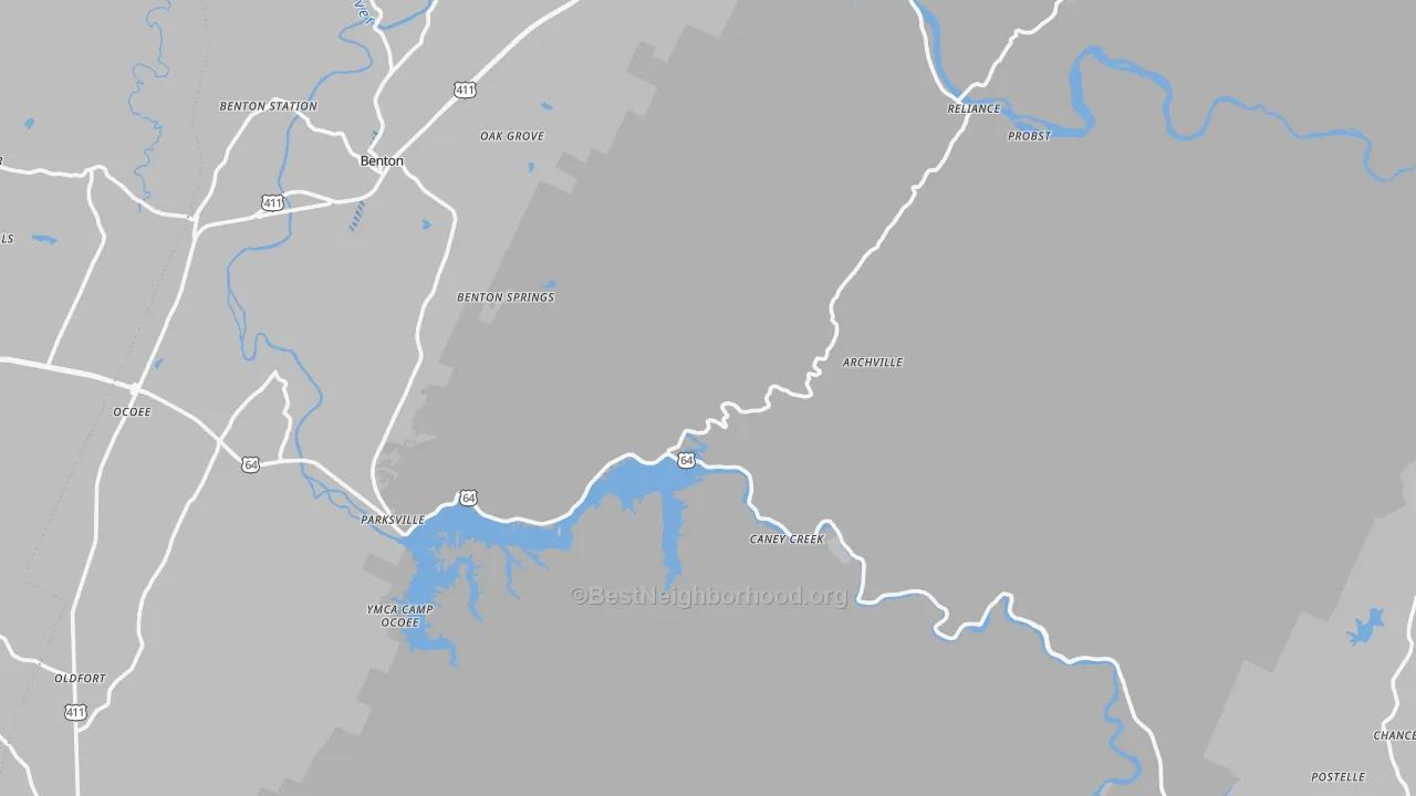 Transit Grade map of Polk County, TN
