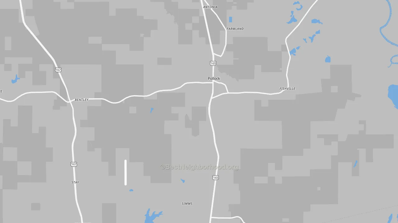 Transit Grade map of Pollock, LA