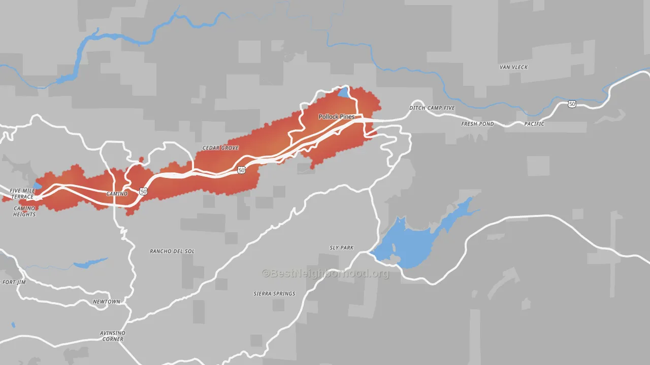Transit Grade map of Pollock Pines, CA