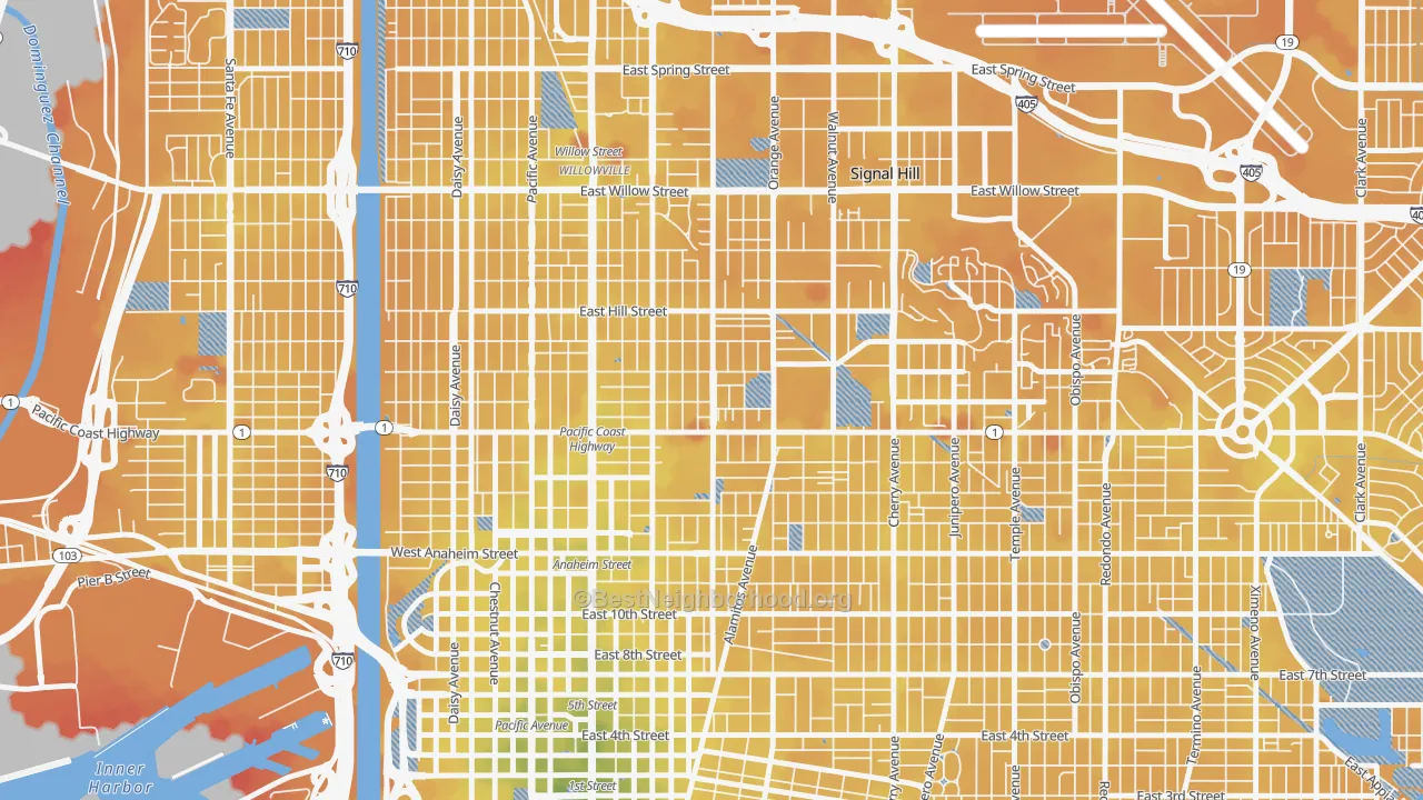 Transit Grade map of Poly High District, Long Beach, CA